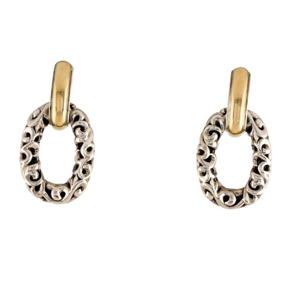 CHARLES KRYPELL 18K 14K & STERLING SILVER  IVY DOOR KNOCKER EARRINGS - Picture 1 of 7